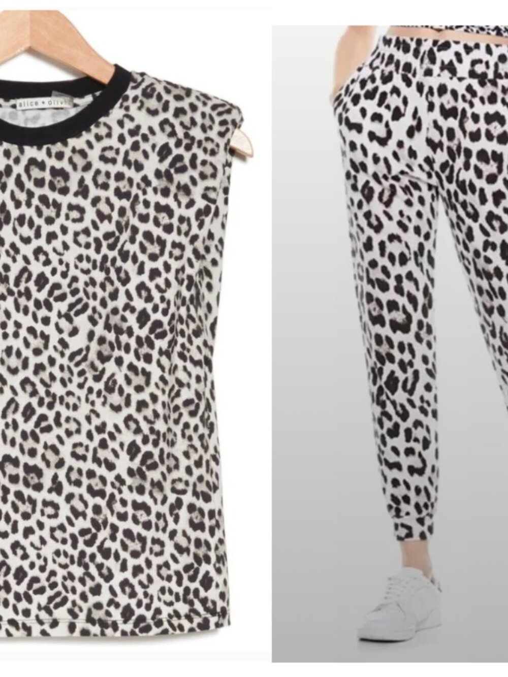 Alice + Olivia Leopard Print Tank Top t-shirt and jogger pant set- Brand New